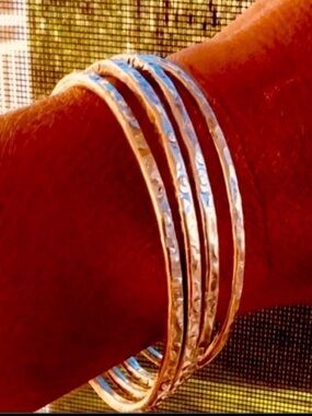 Handmade Sterling Silver Hammered Bangle Bracelet 20g